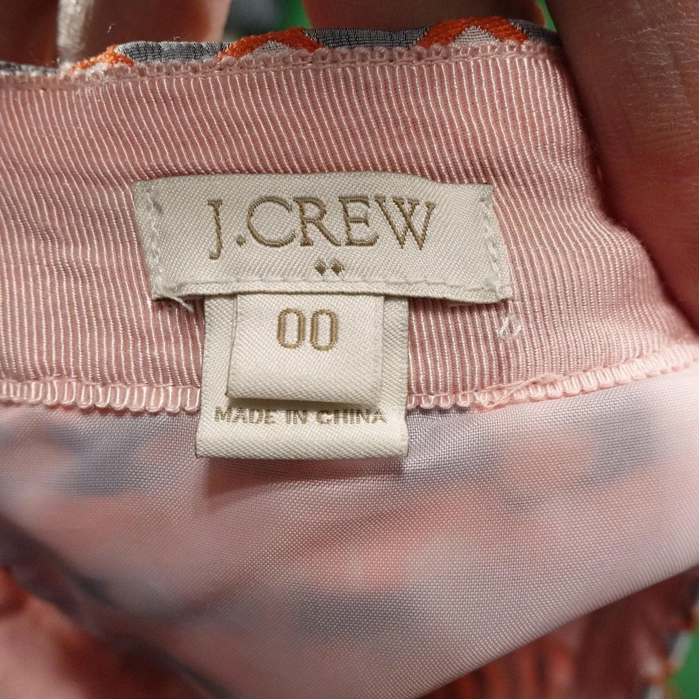 J Crew Skirt Womens 00‎ Orange Pink Geometric A Line Lined 100% Polyester Mini